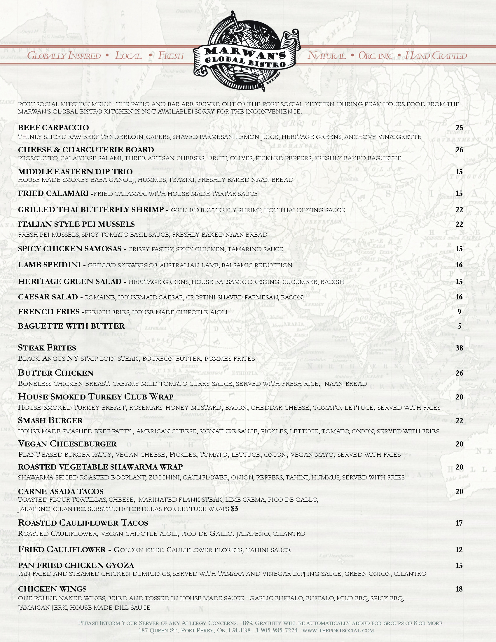 Bar Menu Page 1