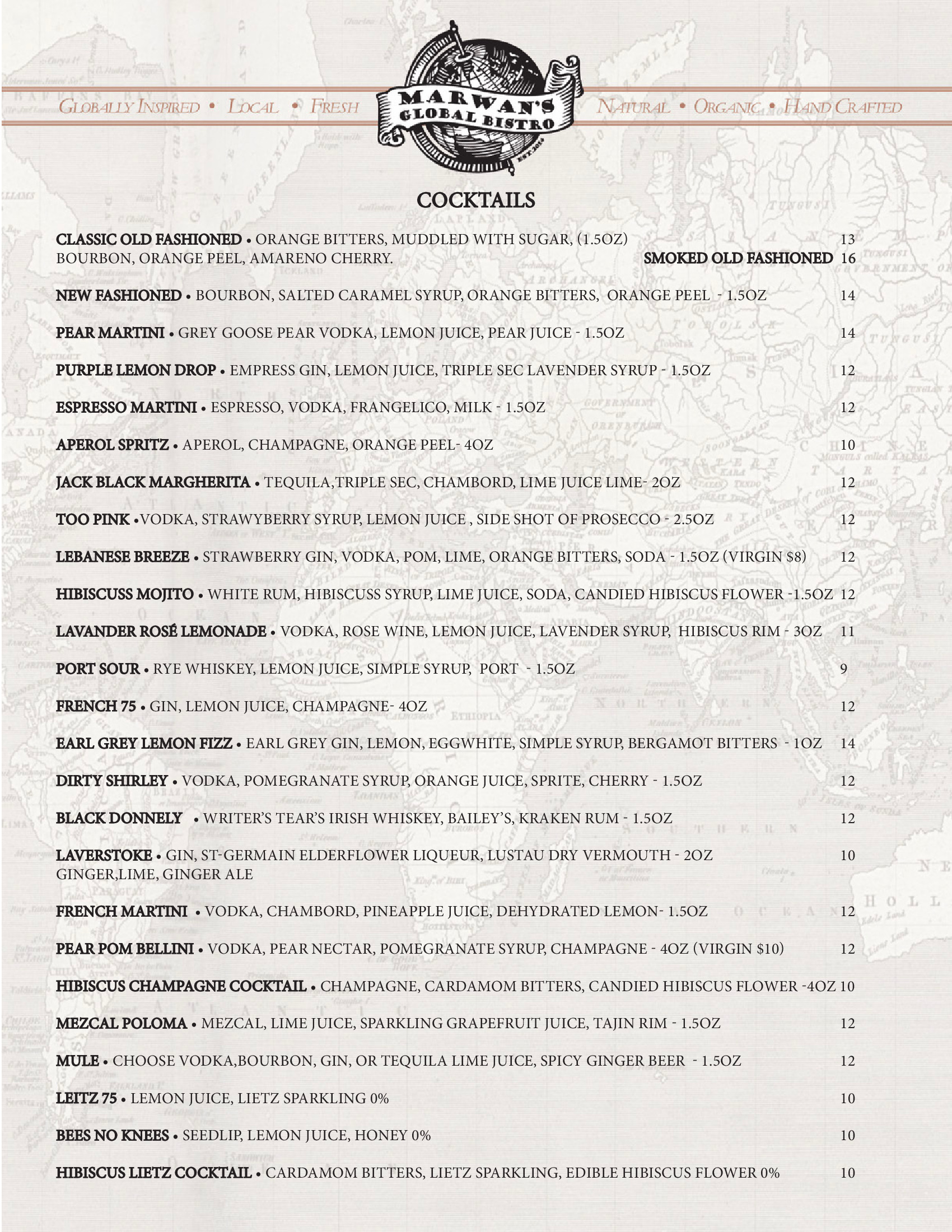 Bar Menu Page 2