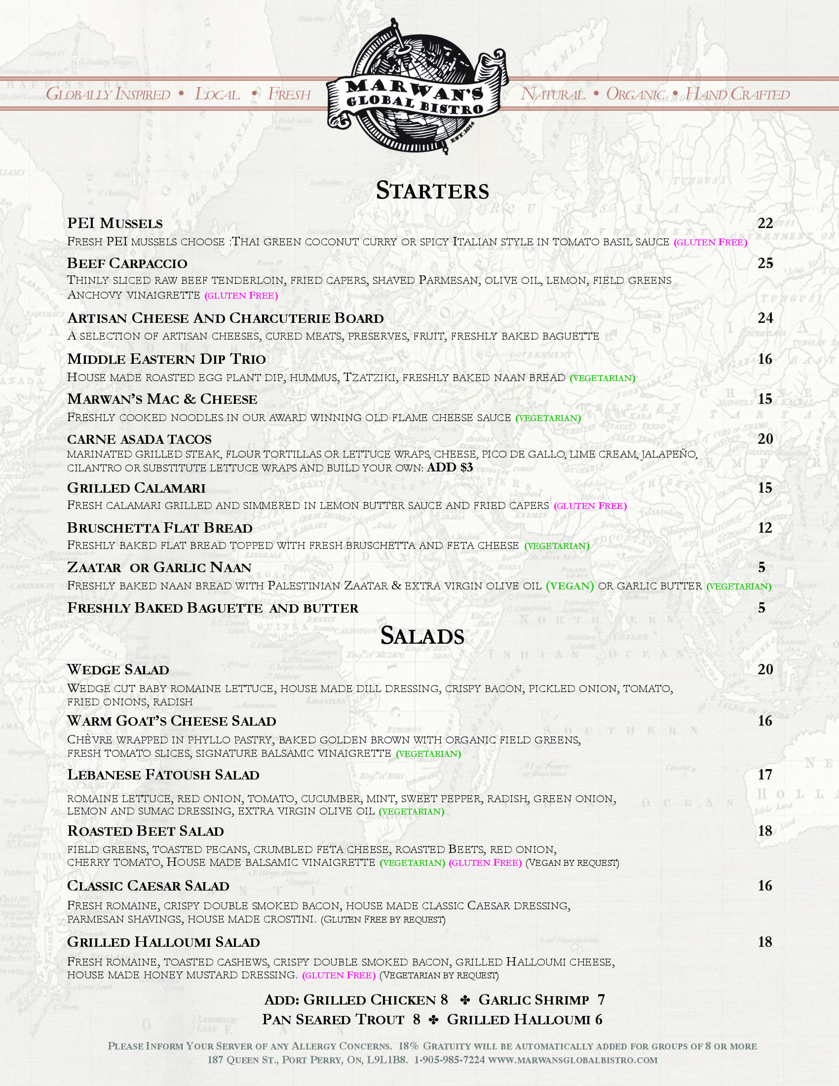 Dining Menu Page 1